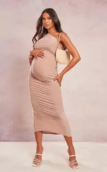 PrettyLittleThing Облегающее платье мидакси на одно плечо для беременных