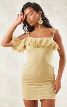 PrettyLittleThing Облегающее платье с бретельками и льняной отделкой Sage