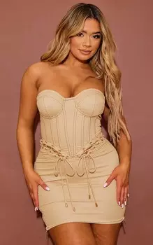 PrettyLittleThing Облегающее платье с корсетом и веревкой в форме камня
