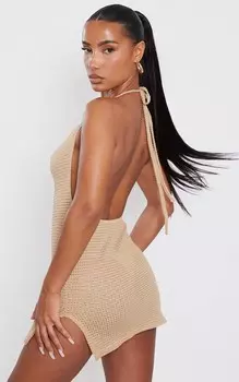 PrettyLittleThing Облегающее платье с прозрачным капюшоном и бретельками с каменной текстурой