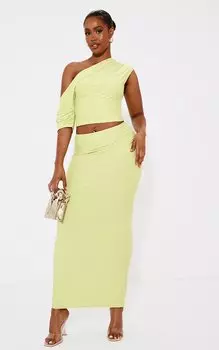 PrettyLittleThing Обтягивающая макси-юбка с низкой посадкой Shape Lime