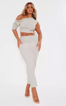 PrettyLittleThing Обтягивающая макси-юбка темно-серого цвета с низкой посадкой Shape