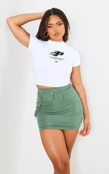 PrettyLittleThing Оливковая мини-юбка с пряжкой и пряжкой