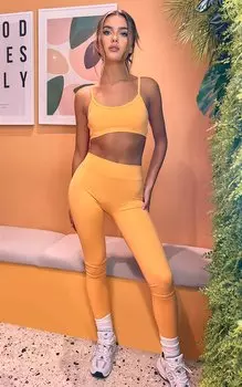 PrettyLittleThing Оранжевые леггинсы с контурным рисунком