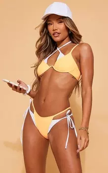PrettyLittleThing Оранжевые плавки бикини с контрастными многослойными завязками по бокам