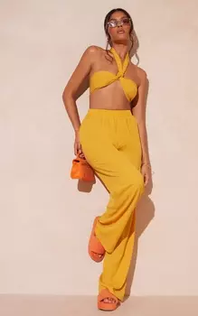 PrettyLittleThing Оранжевые широкие тканые брюки с резинкой на талии