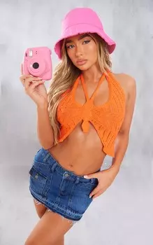 PrettyLittleThing Оранжевый топ-бабочка крючком