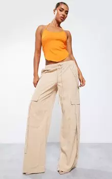 PrettyLittleThing Оранжевый укороченный топ из эластичной ткани с бретелькой на шее