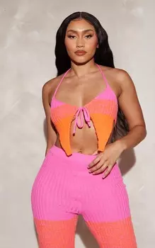 PrettyLittleThing Оранжевый вязаный бралетт с завязками и завязками Shape Orange