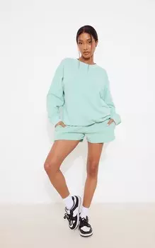 PrettyLittleThing Пастельно-зеленые потертые спортивные шорты