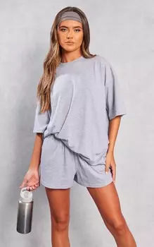 PrettyLittleThing Пепельно-серая хлопковая футболка свободного кроя свободного кроя