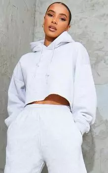 PrettyLittleThing Пепельно-серый укороченный худи Oversized Sweat