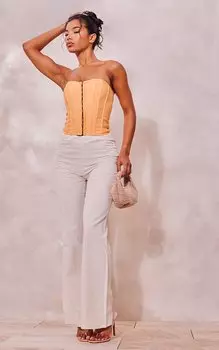 PrettyLittleThing Персиковый корсетный топ с крючками и глазами