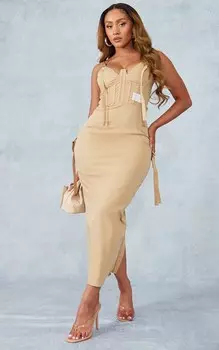 PrettyLittleThing Платье-карго мидакси с отделкой корсетом и камнями