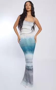 PrettyLittleThing Платье макси Petite с принтом омбре