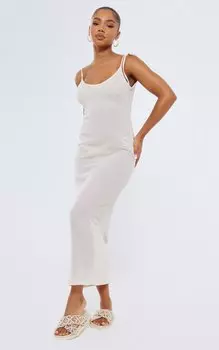 PrettyLittleThing Платье макси с принтом песочного цвета и бретелями на спине