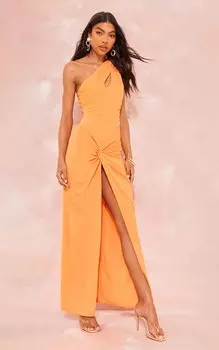 PrettyLittleThing Платье макси с закрученной вставкой на одно плечо Tall Оранжевое