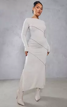 PrettyLittleThing Платье Midaxi овсяного цвета с окантовкой