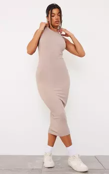 PrettyLittleThing Платье мидакси с каменным структурным контуром и вырезом-борцовкой в рубчик