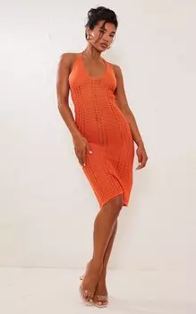 PrettyLittleThing Платье миди крючком Burnt Orange