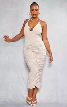 PrettyLittleThing Платье миди Plus со сборками и вырезами под камень