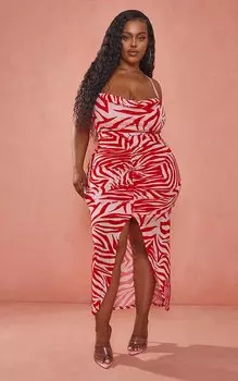 PrettyLittleThing Платье миди со сборками и воротником-хомутом Rose Devore