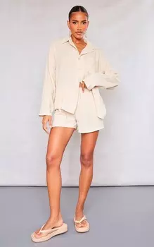 PrettyLittleThing Плавающие шорты из хлопковой марли Stone