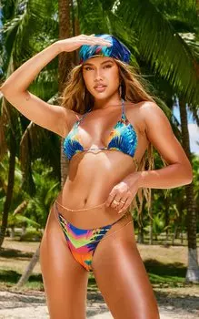PrettyLittleThing Плавки бикини мульти-тропического цвета с закатом