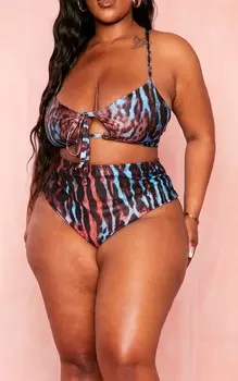 PrettyLittleThing Плавки бикини Plus с леопардовым принтом и высокой талией