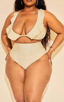 PrettyLittleThing Плавки бикини с высокой талией Plus Stone Mix & Match