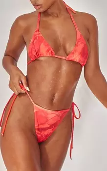 PrettyLittleThing Плавки бикини с завязками по бокам Hot Orange Acid