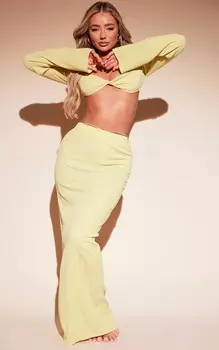 PrettyLittleThing Пляжная макси-юбка с текстурированной лямкой лаймового цвета