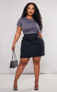 PrettyLittleThing Плюс черная мини-юбка карго