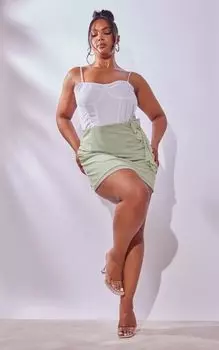PrettyLittleThing Плюс мятно-зеленая юбка с корсажем