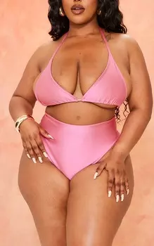 PrettyLittleThing Плюс ярко-розовые плавки бикини с высокой талией