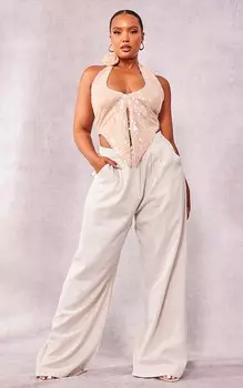 PrettyLittleThing Плюс телесный прозрачный топ-корсаж с пайетками