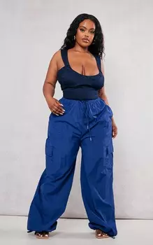 PrettyLittleThing Плюс Темно-синий Корсет с Чашками и Рваными Швами