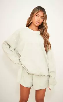 PrettyLittleThing Постиранные спортивные шорты Light Sage