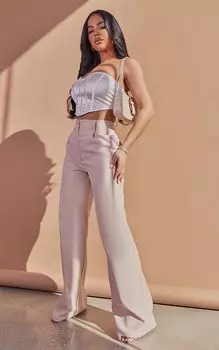 PrettyLittleThing Прямые брюки Petite Stone персикового цвета