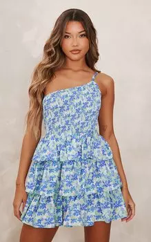 PrettyLittleThing Пурпурное многоуровневое платье прямого кроя с цветочным принтом