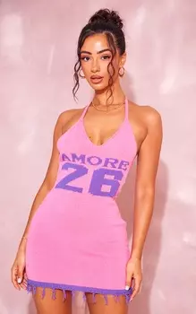 PrettyLittleThing Розовое вязаное мини-платье Amore Petite