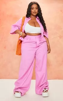 PrettyLittleThing Розовые льняные брюки кроя Plus