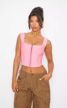 PrettyLittleThing Розовый корсет с глубоким вырезом на крючках и квадратным вырезом