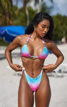 PrettyLittleThing Розовый - Плавки бикини с треугольными чашками и серебряной окантовкой с принтом омбре