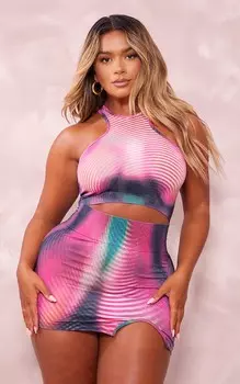 PrettyLittleThing Розовый укороченный топ-гонщик с принтом Shape