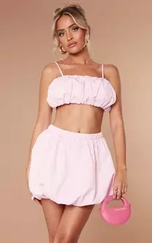 PrettyLittleThing Розовый укороченный топ с рюшами и рюшами Petite Baby Baby