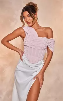 PrettyLittleThing Румяный текстурированный тканый корсет-бардо на костях