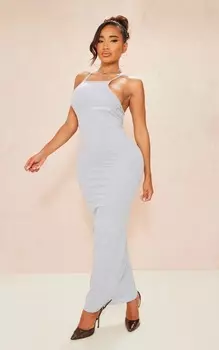 PrettyLittleThing Серое платье мидакси с меланжевыми бретелями