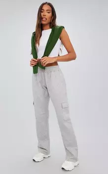 PrettyLittleThing Серые джоггеры прямого кроя с низкой посадкой и карманами по бокам