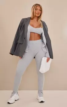 PrettyLittleThing Серые вязаные леггинсы в рубчик